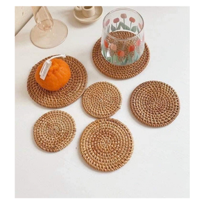 Handmade Bamboo <b>Round</b> Placemat 350mm Traditional Chinese Design <b>Table</b> <b>Mat</b> for Home Decoration - Product Image 2