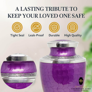 โกศบรรจุอัฐิสีม่วงเงา สำหรับผู้ใหญ่ สไตล์ยุโรป/อเมริกา ความจุ 220 คิวบิกอินช์ เป็นมิตรกับสิ่งแวดล้อม ทนทาน สลักชื่อได้ตามต้องการ - Product Image 5