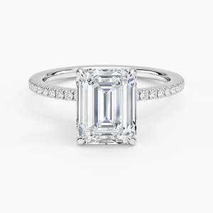 Anillo BOJ 041 con Corte Esmeralda, Plata 925, Media Cobertura de Diamantes, 2ct, Color D, VVS1, Moissanita, Certificado GRA, Precio Bajo - Product Image 1