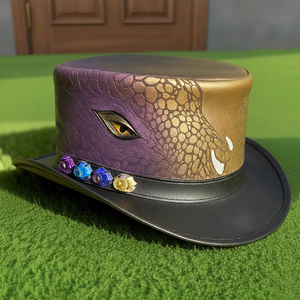 Sombrero de copa de cuero hecho a mano de primera calidad, estilo Steampunk, para cosplay, gótico, festivales, regalo. - Product Image 1