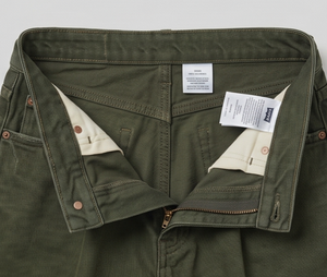 Short en jean vert olive en coton, taille haute, coupe droite, fermeture boutonnée, style décontracté d'été, détails surpiqués - Product Image 3