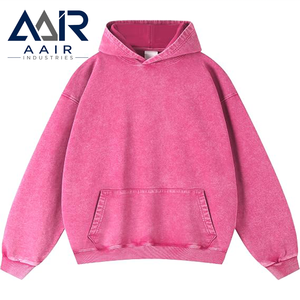 Sudadera con Capucha Extra Grande Unisex AAIR INDUSTRIES, Color Rojo Sólido, Algodón French Terry, Estilo Casual, para Otoño - Product Image 4