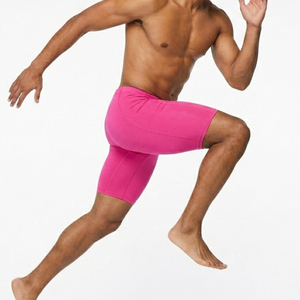 Pantalones Cortos Deportivos de Nailon y Elastano Rosa para Hombre, Cintura Media, Elásticos, Transpirables, de Color Sólido, Tejidos, Casuales, para Fitness - Product Image 4