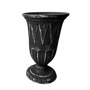 Pot de fleurs classique en métal avec motif circulaire et design durable pour usage en jardin Urnes de jardin faites à la main - Product Image 2