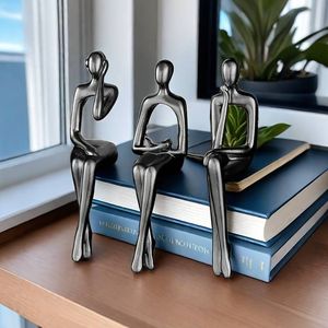 Nordic Modern Simple Abstract Art Figure Silver Thinker Sculpture for Home Living Room Hotel Decorations Anniversary <b>Ornaments</b> - Product Image 4