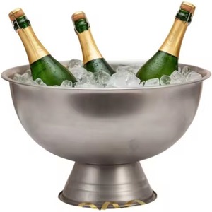 Seau à glace pour champagne en aluminium finition argentée de luxe avec piédestal pour bar, hôtel, fête, mariage - Product Image 5