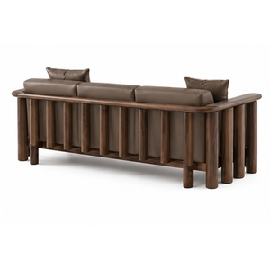 Sofá de Cuero de 3 Plazas de Madera de Teca Sólida Moderna, Muebles de Lujo para Sala de Estar, Hotel, Apartamento, Villa, Fabricante de Muebles para Salón - Product Image 4