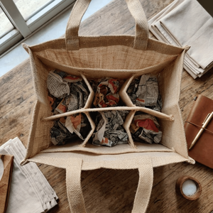 Bolsa de Yute con 6 Compartimentos, Porta Botellas de Cerveza y Vino con Impresión Personalizada, Asa de Cuerda, Almacenamiento R.D. Bag House - Product Image 4