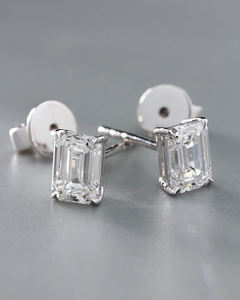 Wholesale <b>Emerald</b> Cut Lab Grown Diamond <b>Stud</b> Earrings in 10K 14K 18K Solid Gold Women's Luxury Gift Jewelry - Product Image 4