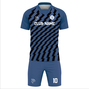 Camiseta de Fútbol Azul para Hombre con Estampado Geométrico Negro Número 10, Sublimada, de Secado Rápido, Manga Corta, Conjunto Deportivo, Precio Bajo - Product Image 2