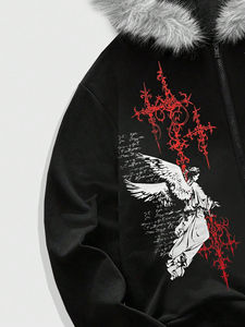 Sudadera con capucha extragrande para hombre, con estampado DTG, estilo streetwear, para uso casual, moda moderna, precio económico, precio al por mayor. - Product Image 2