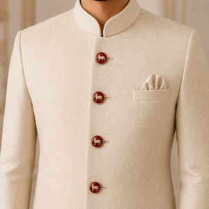 Botones de Lujo Personalizados de Latón con Esmalte Rojo, Motivo de Vaca Pichwai India, Botón Metálico para Traje Sherwani Bandh Gala para Hombre - Product Image 2