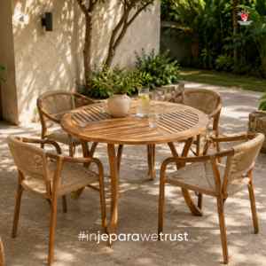 Kirana <b>Round</b> Solid Teak Wood Dining <b>Table</b> Outdoor <b>Patio</b> Garden Furniture Bistro Cafe <b>Table</b> Jepara Indonesia - Product Image 1