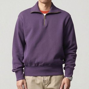 Sudadera de algodón de alto gramaje para hombre con cremallera de un cuarto, mezcla de algodón, venta al por mayor, fabricante de ropa urbana - Product Image 2