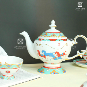 ชุดถ้วยชาเซรามิกลายครามแบบคลาสสิกชุดถ้วยชาและหม้อสำหรับร้านอาหารงานแต่งงานของขวัญจากวัฒนธรรมชาเวียดนาม - Product Image 4