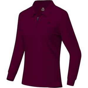 Camiseta de Manga Larga para Mujer, Estilo Casual, Mezcla de Algodón y Poliéster, Cierre de Cremallera de un Cuarto, Corte Ajustado, Transpirable, Tinte Liso, en Oferta - Product Image 3
