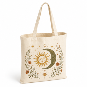 Sac fourre-tout en toile de coton durable avec cordon de serrage, logo personnalisé imprimé, sac à bandoulière réutilisable pour la plage, les voyages quotidiens - Product Image 1