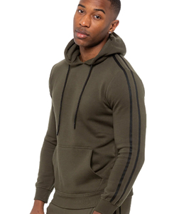 Sweat-shirt à capuche pour homme de style vintage, couleur unie, coupe classique, en coton tricoté, pull décontracté avec poche avant, à porter en automne - Product Image 4