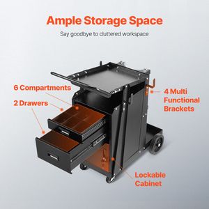 "Welding <b>Cart</b> 350LBS Capacity 2 Drawers Heavy Duty Lockable Anti Theft <b>Storage</b> Cabinet 360 Swivel" - Product Image 4
