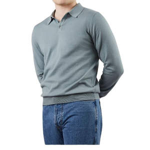 Mens Long Sleeve Polo Shirt Textured Fabric Plaid Collar Button Placket Soft Breathable Casual Daily Wear <b>Classic</b> Style Top - Product Image 4