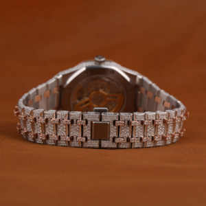 นาฬิกาข้อมือหรูหราประดับเพชรโมอิสซาไนต์ทรงกลม ตัวเรือนโรสโกลด์ ระบบออโตเมติก ประดับเพชรเต็มเรือน สำหรับผู้ชาย - Product Image 4