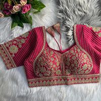 Blusa de Novia de Diseño Estilo Madhubala, Seda Italiana Pura, Trabajo de Bordado Jari Pesado, Blusa Acolchada Lista para Usar, Talla 40 42, Venta al Por Mayor