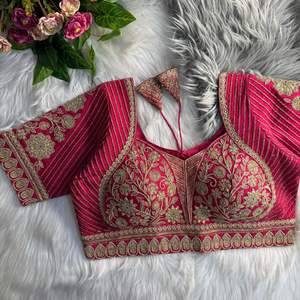 Blusa de Novia de Diseño Estilo Madhubala, Seda Italiana Pura, Trabajo de Bordado Jari Pesado, Blusa Acolchada Lista para Usar, Talla 40 42, Venta al Por Mayor - Product Image 3