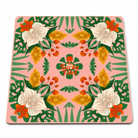 Collection Tropical Bloom, design original, 33x33 pouces, néoprène souple de 3 mm, pliable, moderne, antidérapant, table de mahjong américaine d'été