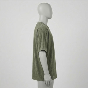 T-shirt en coton vert olive à col rond pour homme Reddito, coupe classique, manches courtes, motif décontracté, logo frontal, jersey tricoté, style urbain - Product Image 2