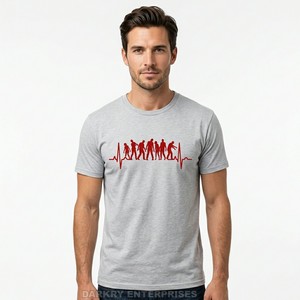 เสื้อยืดสีเทาเฮเธอร์ลายหัวใจซอมบี้สไตล์มินิมอลสำหรับผู้ชาย พิมพ์ลายกราฟิกเรียบง่าย ทรงแอธเลติก สตรีทแวร์ ผลิตจากโรงงาน - Product Image 1