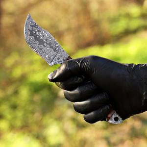 Couteau à lame fixe en acier Damas fait main, fourreau en cuir, EDC, pleine lame, pour la chasse, le dépecage, le camping, manche en bois de rose, personnalisable OEM/ODM - Product Image 4