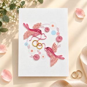 Wholesale Romantic Wedding Love Birds Quilling Card <b>Handmade</b> OEM/ODM 12.7x17.8cm Customizable <b>Paper</b> Gift Stationery Manufacturer - Product Image 5