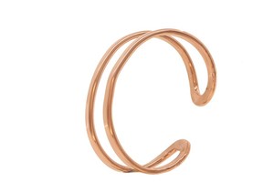 Brazalete de doble banda de cobre puro hecho a mano, joyería de metal sólido de cobre artesanal con alambre dividido, joyería curativa para hombres y mujeres, OEM liso - Product Image 6