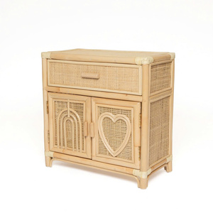 <b>Rainbow</b> & Heart Inlay Rattan Kids Wardrobe, Whimsical Handcrafted Wicker <b>Storage</b> with Delicate <b>Drawer</b> Detail - Product Image 5