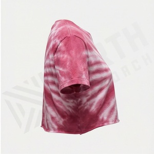 T-shirt court pour femme en coton 100% personnalisé, imprimé tie-dye, col rond, manches courtes, coupe ample, style streetwear décontracté, taille XL - Product Image 3