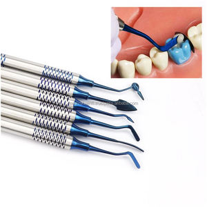 Ensemble de 6 instruments manuels pour composites dentaires en acier inoxydable bleu/or, qualité A+, prix de gros compétitifs - Product Image 4