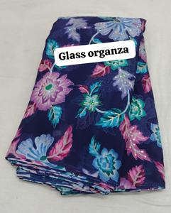 ผ้าวิสโคสแท้ Chanderi ขายส่ง ความกว้าง 58 นิ้ว น้ำหนักเบา 60 GSM ลายดอกหลากสี งานปักดิ้นหลายเส้น จากโรงงาน - Product Image 5