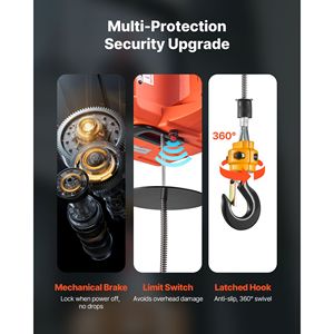 Verricello Elettrico Portatile da 1500W con Capacità di 1100 Libbre, Paranco Elettrico 3-in-1, Altezza di Sollevamento 25 Piedi, Velocità 16,4 Piedi/min - Product Image 3