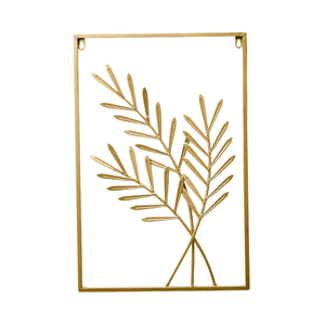 Modern Gold Metal Palm <b>Leaf</b> <b>Wall</b> Art <b>Decorative</b> Framed <b>Wall</b> Hanging Sculpture for Living Room Bedroom Home Interior <b>Decoration</b> - Product Image 1