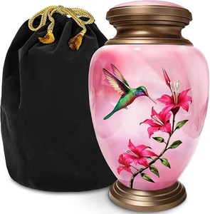 Urna Funeraria de Colibrí Morado con Detalles en Oro, Urna Conmemorativa para Adultos con Tapa, Recuerdo de Excelente Calidad - Product Image 6