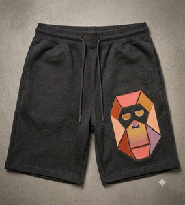 Shorts décontractés noirs pour hommes avec cordon de serrage, taille élastique, respirants, en coton crocheté, écologiques, anti-plis, séchage rapide - Product Image 1