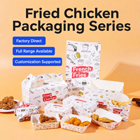 Série d'emballages alimentaires à emporter, boîtes à poulet frit en papier de qualité alimentaire, imprimées sur mesure, résistantes à la graisse, solution tout-en-un