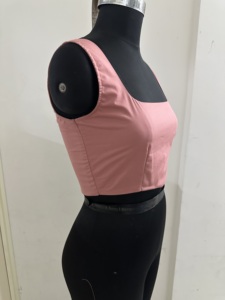 Women Sleeveless <b>Square</b> <b>Neck</b> Short Crop <b>Top</b> Solid Color Slim Fit Casual Summer Fashion <b>Tank</b> Blouse 100% Cotton Streetwear - Product Image 3