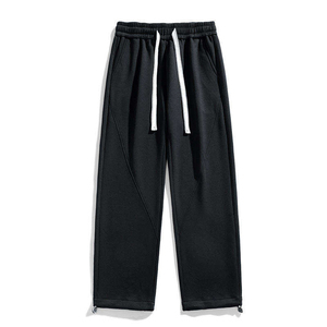 Pantalones deportivos para hombre, ligeros, oscuros, casuales, holgados, de pierna ancha, transpirables, de secado rápido, con cintura elástica, puños en los tobillos y cierre de cremallera. - Product Image 3