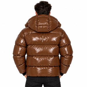 Manteau matelassé brillant pour homme avec capuche, veste d'hiver chaude pour les commandes OEM et en gros - Product Image 2