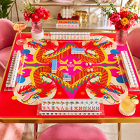 Tapis de Mahjong Personnalisé Red Dragons Pliable Écologique Résistant à l'Eau Luxe Moderne 33 Pouces Néoprène Antidérapant Logo Personnalisé
