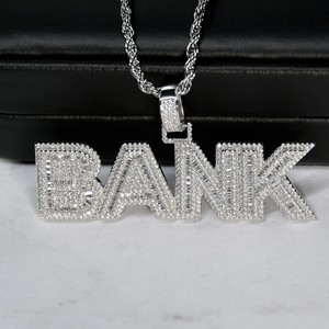 Colgante de Diamantes Certificados IGI, Plata S925, Nombre Personalizado, Diamantes VVS Baguette, Estilo Hip Hop, Unisex, para Fiesta - Product Image 5
