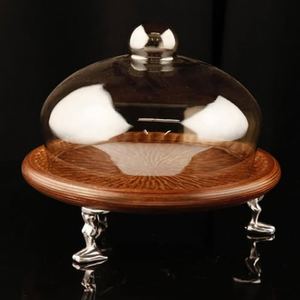 Metal Cream <b>Cake</b> <b>Stand</b> Baking Tools Wedding Party Multipurpose Round Metal Base Clear Glass Top <b>Rotating</b> - Product Image 4