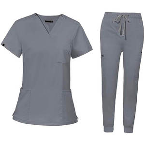 Uniformes Médicos, Conjuntos de Uniformes con Cuello Alto, Manga Corta, Tejido de Algodón y Poliéster, Ropa de Enfermería para Mujer, Nuevo Diseño, Limpio - Product Image 1