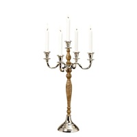 Candélabre de sol festif en chrome argenté à 5 bras, porte-bougie, décoration d'intérieur, support métallique durable